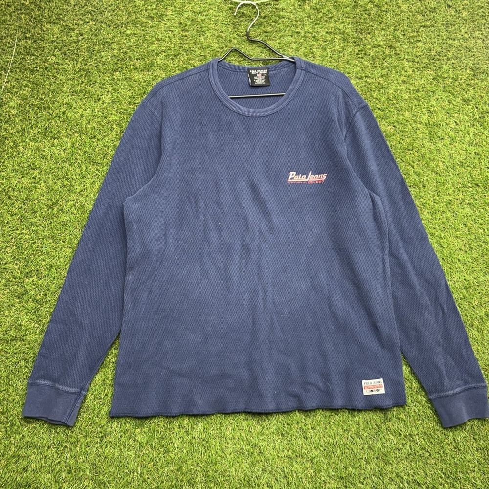 Ralph Lauren Polo Jeans Co Shirt Mens 2XL Waffle Knit Thermal Distressed Y2K